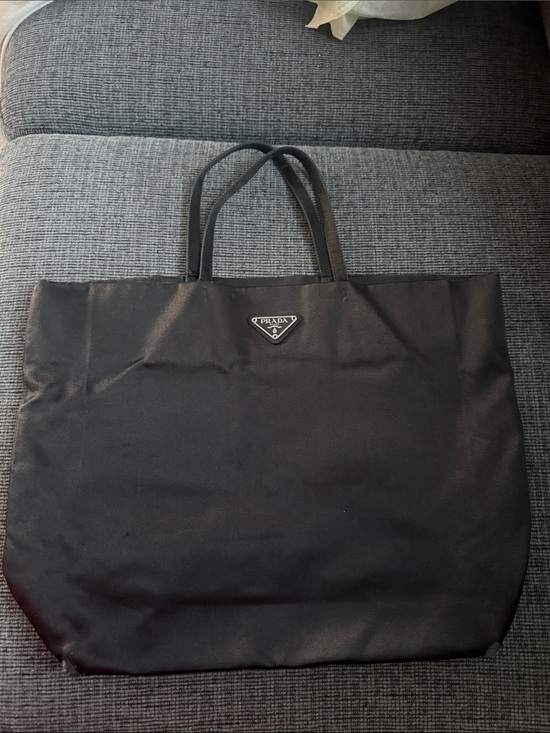 Prada Handbags - Prada Black Nylon Shopper Tote with Triangle Logo Plaque